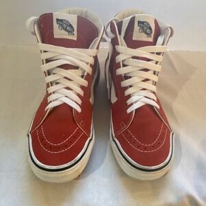 Vans High Top (color- Picante) Canvas Lace Up Shoe Women 8.5/Men 7 white stripe
